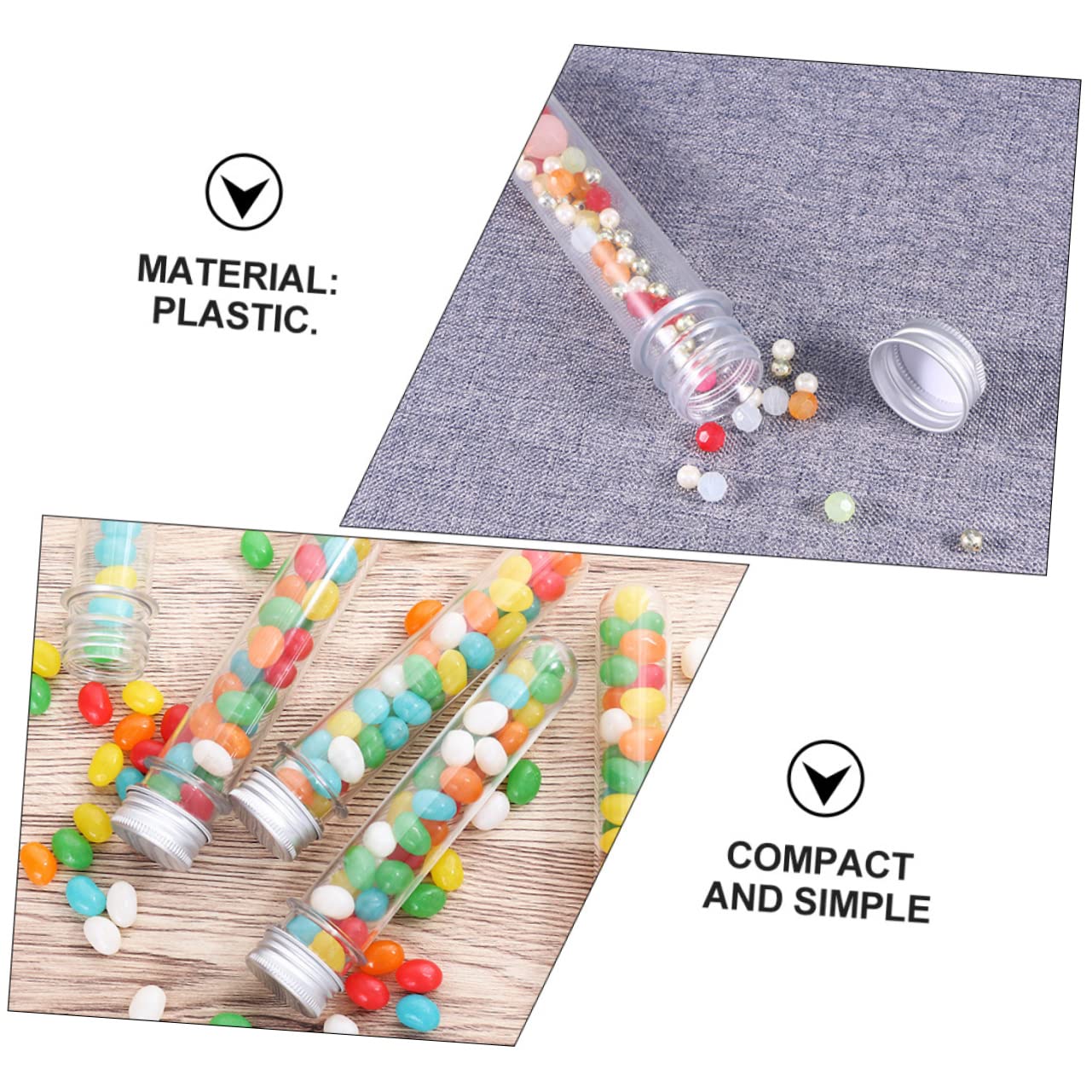 Healeved 50 Piezas Frascos de Tubo de Ensayo Transparentes de Tubos de Almacenamiento de Pet para Baño y Dulces