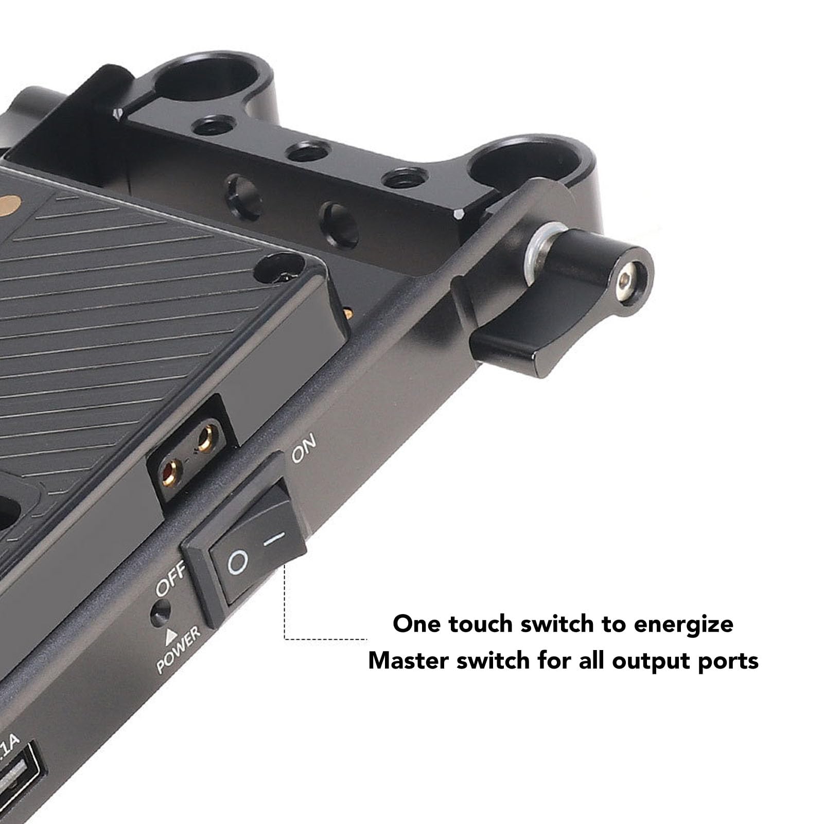 Placa Adaptadora Convertidora de Batería, D Tap 15 Mm Riel de Doble Orificio Abrazadera de Varilla Fija Placa Convertidora Adaptadora de Fuente de Alimentación, Salida USB Dual,