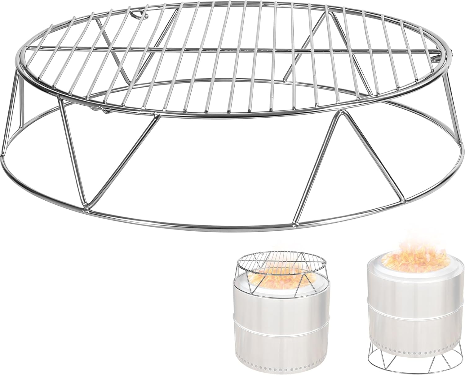 REDCAMP Campfire Grill Grate Top Shield for Solo Stove Bonfire 19.5'' Fire Pit, Stainless Steel Fire Pit Stand and Grill Cooking Grate,Round Cooking Grill Grate for Outdoor BBQ Campfire Picnic Party