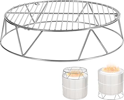 Miniatura 10 de REDCAMP Parrilla de fogata plegable para estufa sola, trípode de hoguera de hierro portátil con parrilla de acero para fogata, horno holandés
