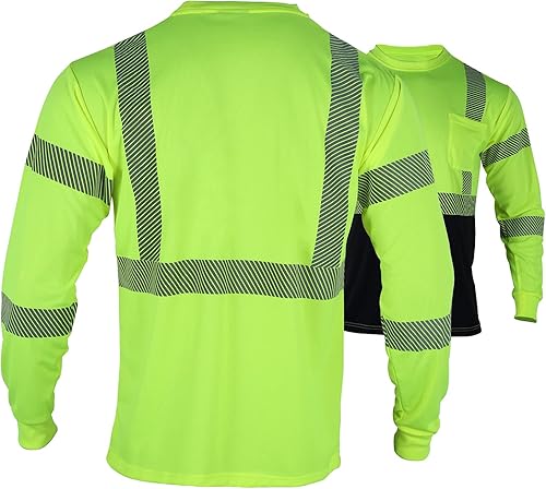 Miniatura 2 de FONIRRA Camisas de alta visibilidad para hombre, reflectantes, paquete de 2 unidades ANSI Clase 2 Hi Vis, camisas de seguridad de trabajo de manga