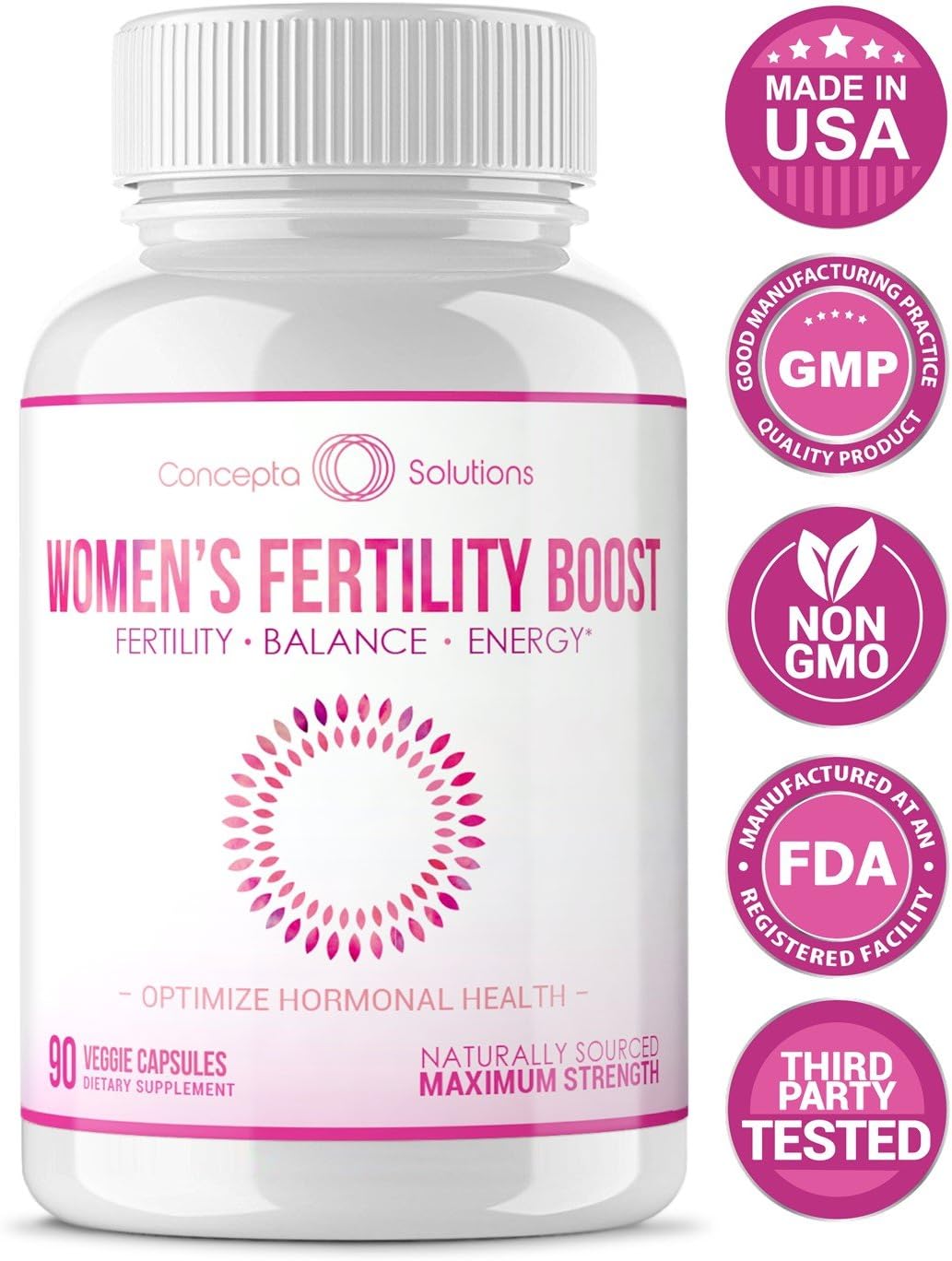 Concepta Solutions Women's Fertility Booster Hormonal Balance - Support for Egg Quality, Women's Reproductive Health, Increase Libido - 90 Vegetarian Pills 1570mg (45 Day Supply)