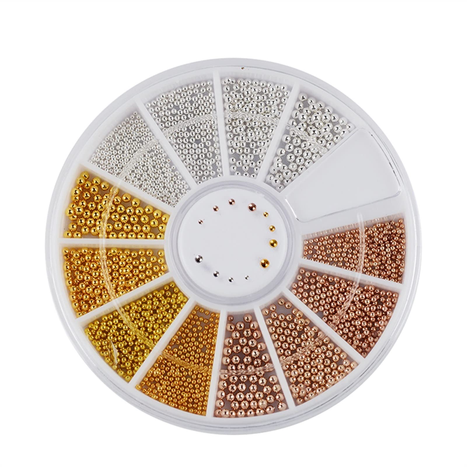 Nail Charms Artlalic Nail Art Tiny Steel Caviar Beads Mix Size 3D Design Manicure Jewelry Rose Gold Silver DIY Decoration Wheel Nail Rhinestones