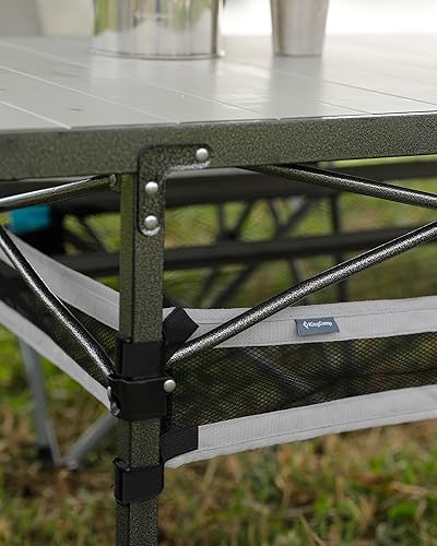 Miniatura 9 de KingCamp Silla plegable de gran tamaño, resistente 450 libras con mesa de campamento plegable, mesa de campamento enrollable de aluminio