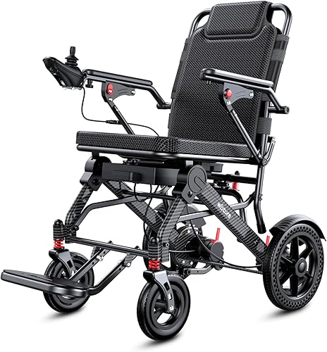 WOTURE Silla de ruedas eléctrica ligera para adultos, solo 40 libras, silla de ruedas eléctrica plegable, largo rango de viaje, silla de ruedas
