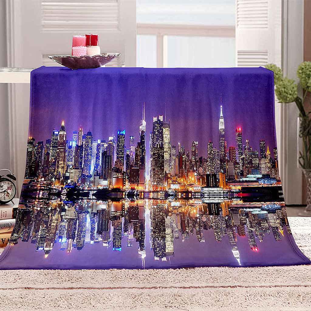 Couverture flanelle vue nocturne au design moderne et élégant