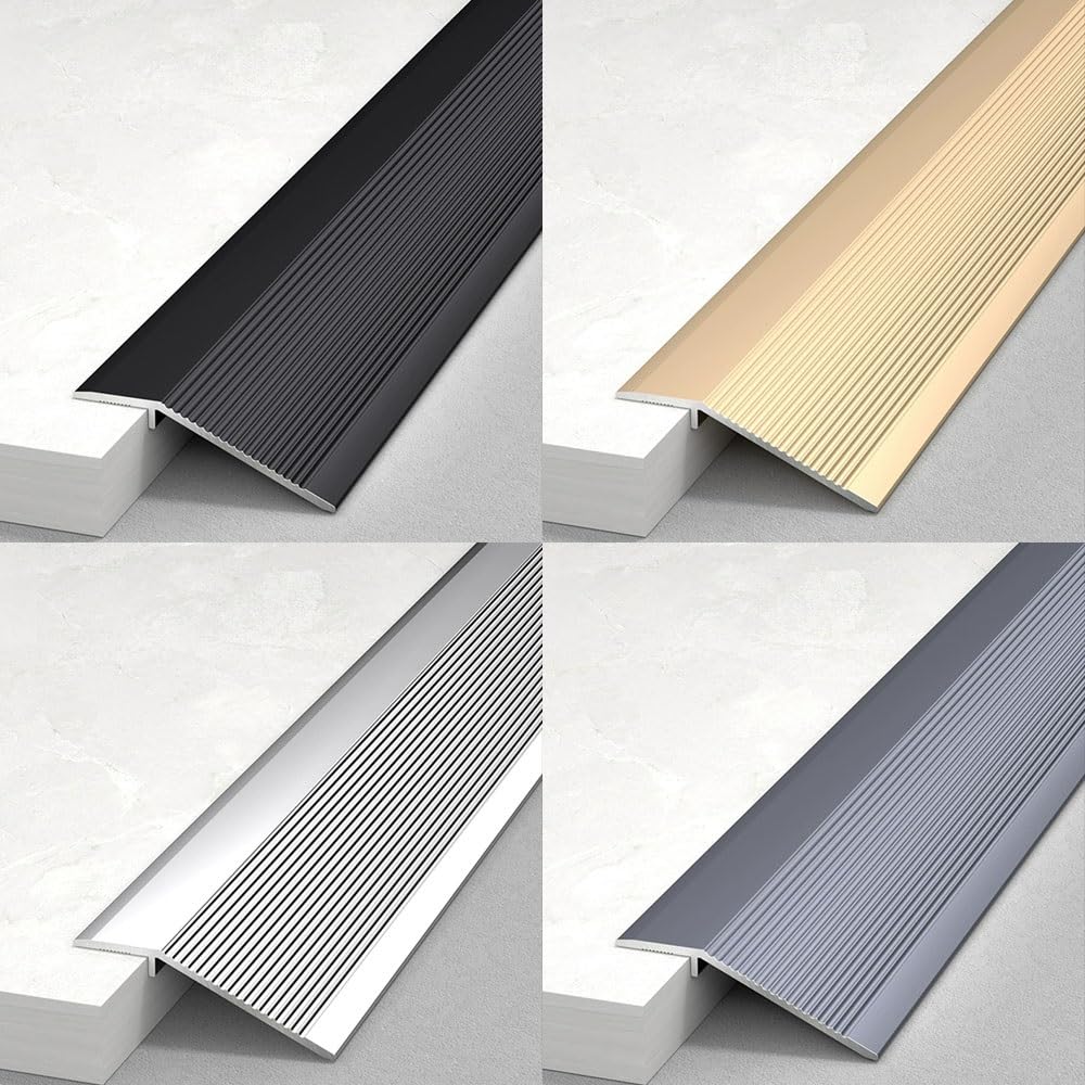 Metalowa listwa progowa do drzwi 0,9 m – reduktor nakładek do podłóg laminowanych, dywanów i płytek – szare wykończenie krawędzi podłogi (91 cm x 7,1 cm) - trwałe i stylowe rozwiązanie zapewniające