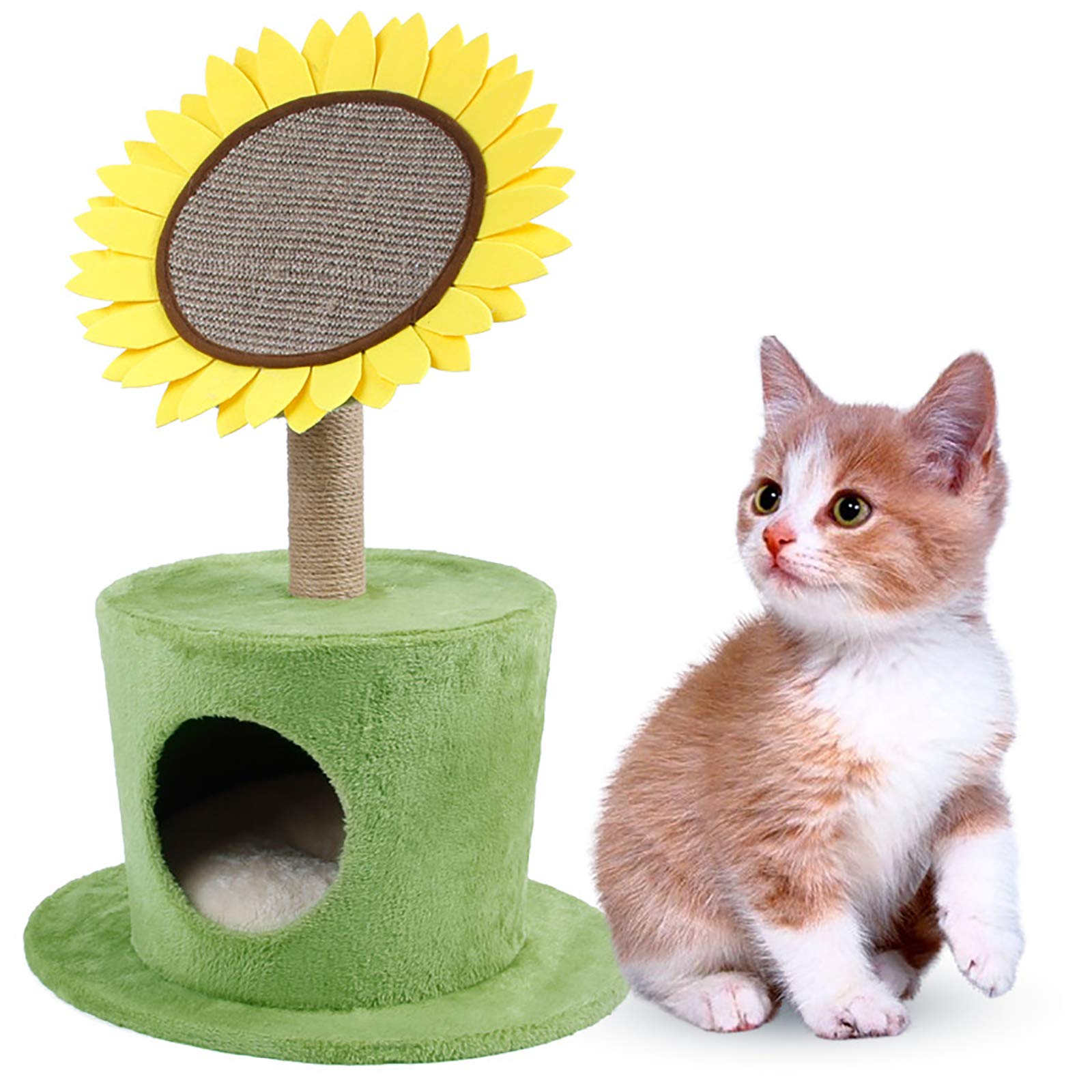 Chat à gratter poteau de lit avec griffoir fleur en peluche