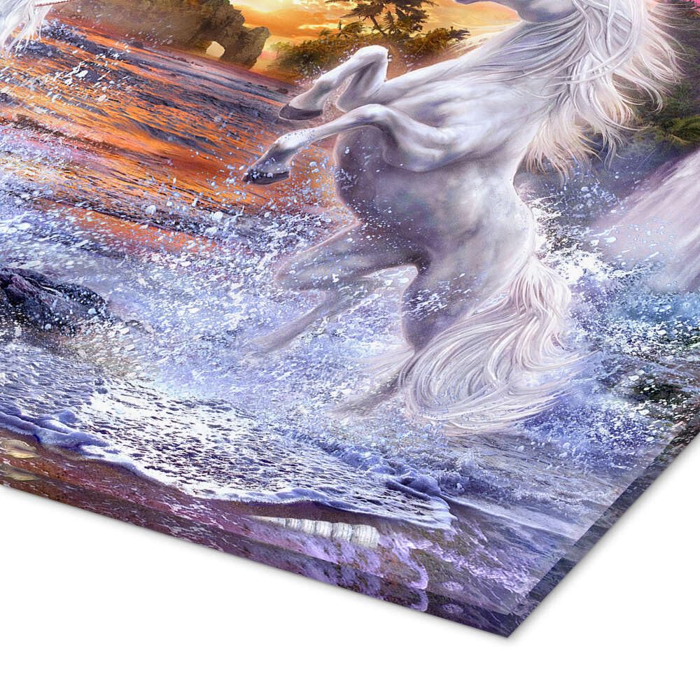 Posterlounge Einhörner am Wasserfall Acrylglasbild | 90 x 70 cm von Jan Patrik Krasny Wandbilder Wanddeko