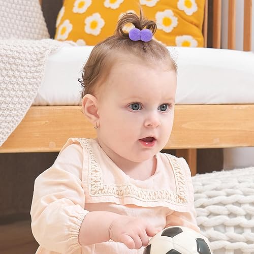 Miniatura 5 de 40 lazos para el pelo de bebé, accesorios para el cabello de niñas, bola de pompón pequeño, elástico para el cabello esponjoso, banda de goma para