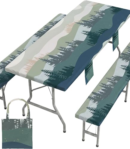 Picnic Table Cover wz Bench Covers Waterproof Elastic Rectangle Tablecloth Camping Essentials Supplies Rv Car Travel Must Haves Gear Accessories Fitted Table Cloth Outdoor Road Trip Camper Gifts 6ft