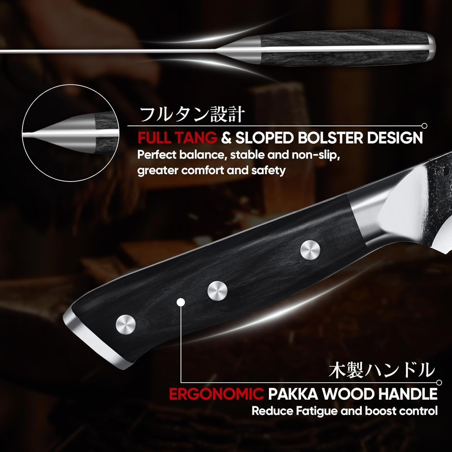 Huusk Butcher Knife for Meat Cutting, 10 Inch Brisket Knife, Multifunction Carving Knives with Wood Handle, Japanese Slicing Knives for Meat Cutting, BBQ, Turkey, Ideal Grilling Gift for Men and Women