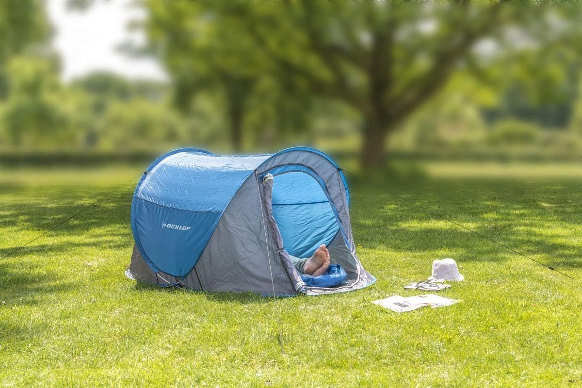 Dunlop - Tienda de campaña para Acampada y Exterior, Color Azul y Gris – 1 – 2 Personas