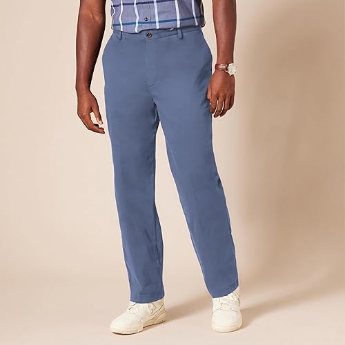 Amazon Essentials Men's Classic-Fit Wrinkle-Resistant Flat-Front Chino Pant (Available in Big & Tall), Indigo, 35W x 34L 6
