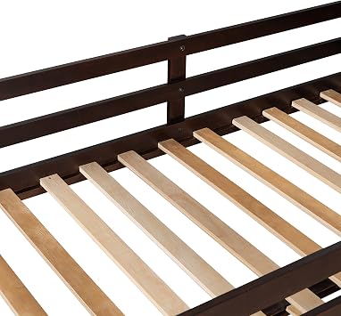 P PURLOVE Twin Over Twin Wood Bunk Bed with Trundle and Staircase,Kids Bunk Beds with Storage Drawers for Boys Girls Teens