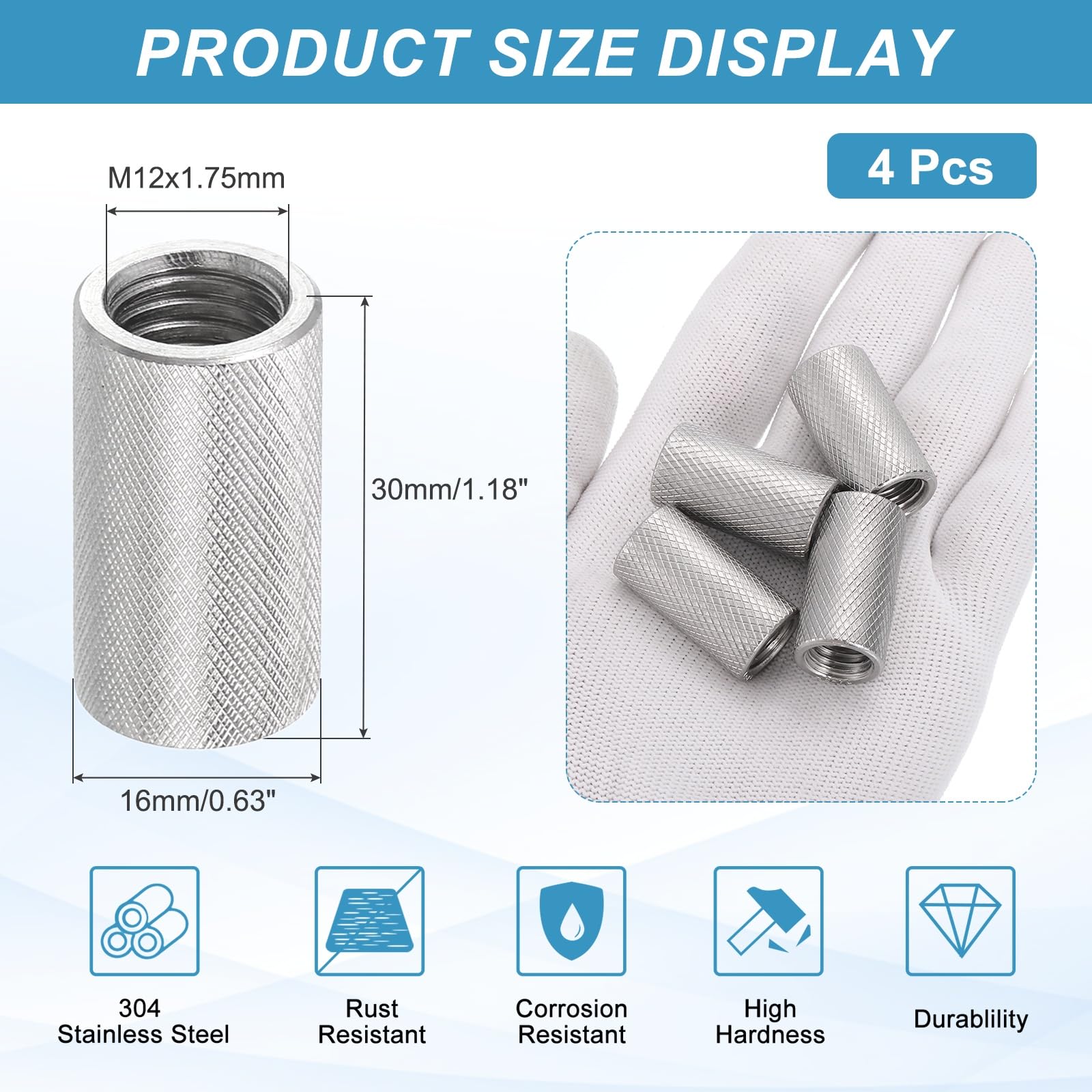 PATIKIL M12 Round Connector Nuts - Image 2
