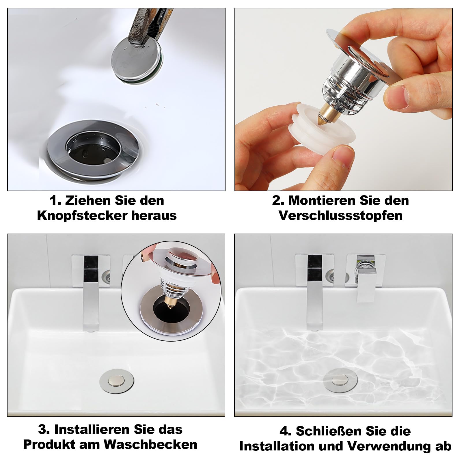 2 Tappi Pop-up Per Lavandino E Bidet – Universali Per Fori Da 32 A 42 Mm, In Ottone Cromato, Con Filtro Antidetriti E Guarnizioni Di Ricambio