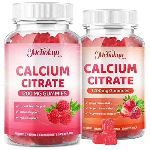 Calcium Citrate Gummies, Raspberry & Strawberry Flavor, 120 Counts Bundle