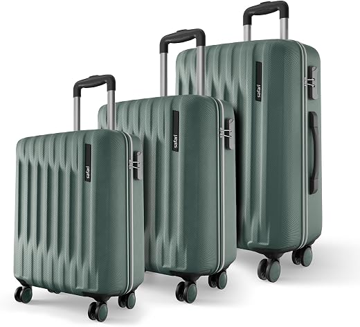 Safari Ray Neo 8 Wheels Set of 3 Trolley Bags, Hard Case Polycarbonate 360 Degree Wheeling Carry on &amp; Check-in Luggage for...