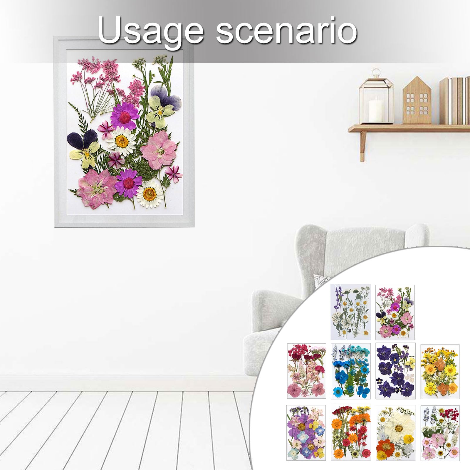 YAOGUI Secco Pressato per Stampi in Resina Foglie Fiori Secchi Pressati Naturali per Fabbricazione Candele Sapone Scrapbooking