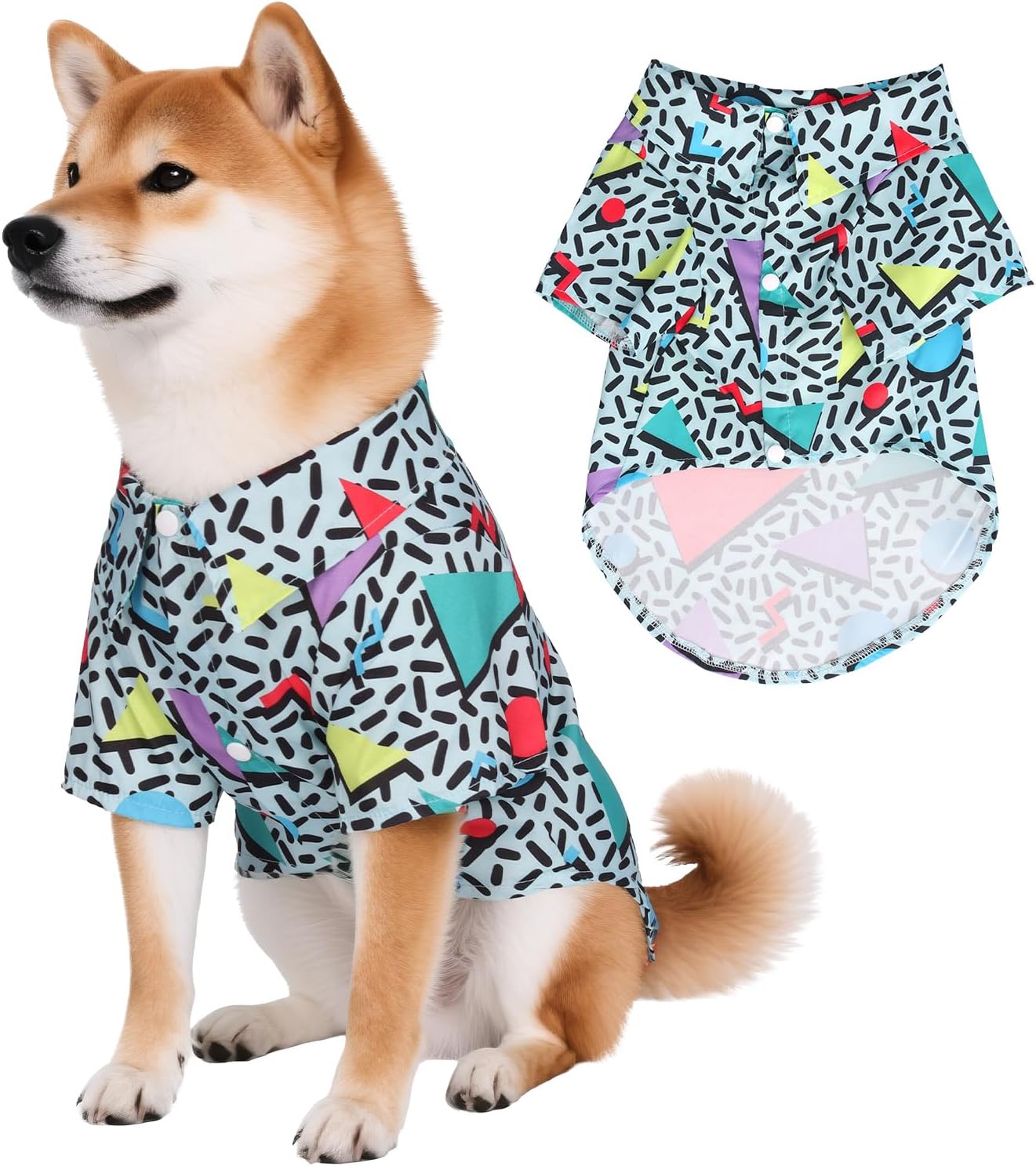 80s Dog Costume Hawaiian Shirts - 90s Halloween Retro Disco Breathable Puppy Outfit for Small Medium Dogs (Pink, Medium)