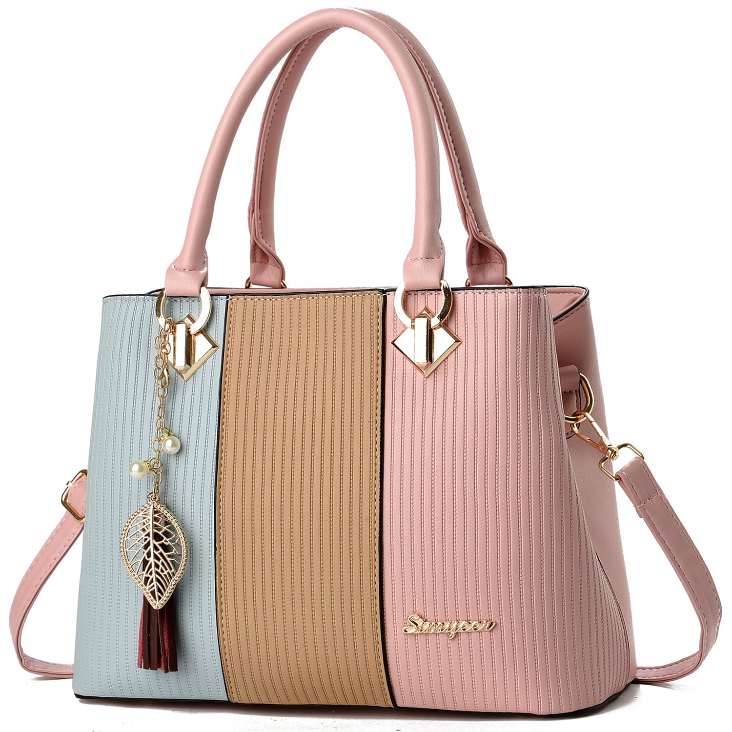 SiMYEER Purses and Handbags for Women Leather Tote Shoulder Bag Medium Satchel Purse Top Handle Bags for Ladies