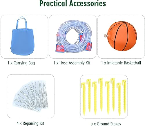 Miniatura 10 de BOUNTECH - Parque acuático inflable, doble tobogán acuático con pared de escalada, piscina grande para zambullidas, cañón de agua, aro de