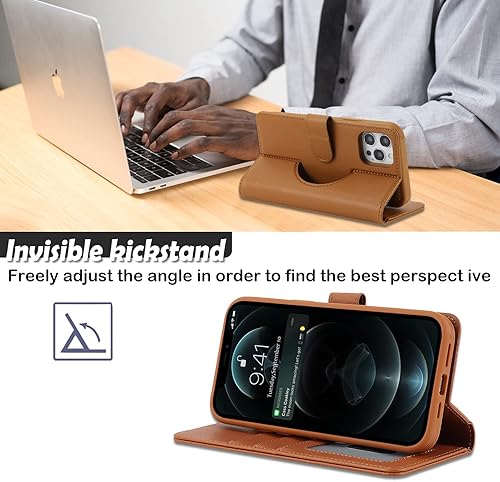 Miniatura 6 de Havaya Magsafe - Funda tipo cartera para iPhone 12, compatible con tarjetero 2 en 1, desmontable, magnética, a prueba de golpes, funda para teléfono