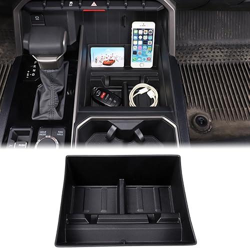 Aunginsy Caja de almacenamiento de consola central inferior para automóvil compatible con Toyota Tundra 2022-2025 Bandeja organizadora de engranajes