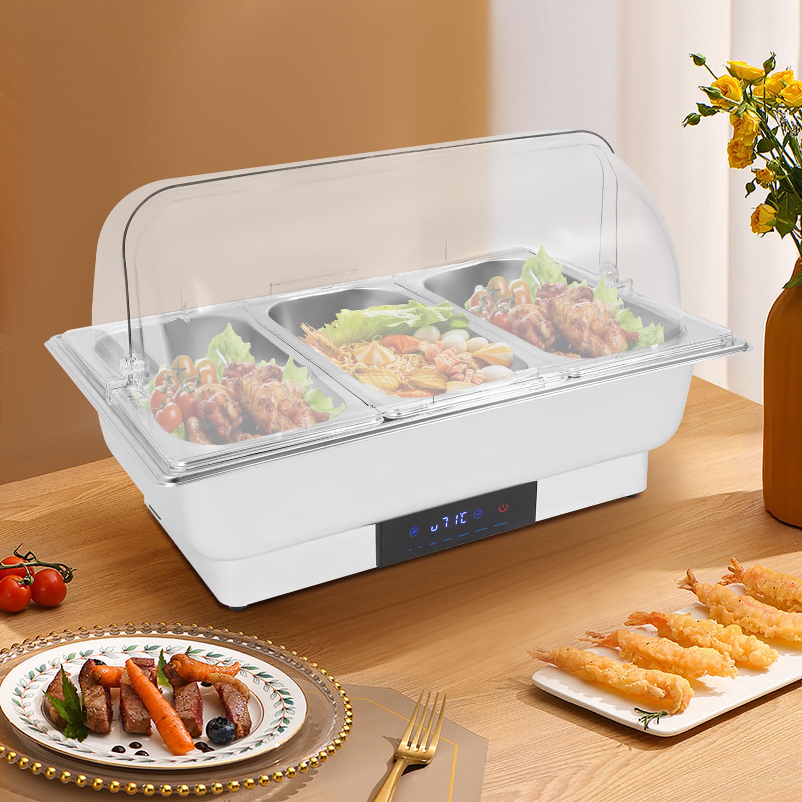 Set scaldavivande elettrico per buffet, Chafing Dish a buffet, set termico a buffet, in acciaio inox, 56 x 36 x 35 cm, per ristoranti a buffet, snack bar, feste di famiglia