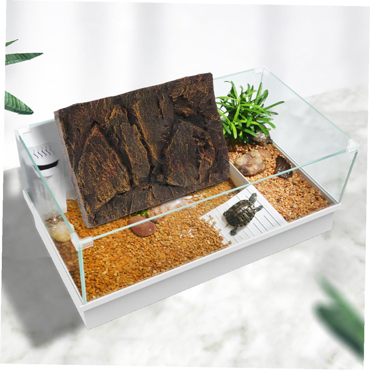 ORFOFE Tablero de Fondo 3D de PU para Tanque de Tortugas Efecto Natural y Decoración, Paquete de 2 Piezas Adecuado para Acuario y Terrario