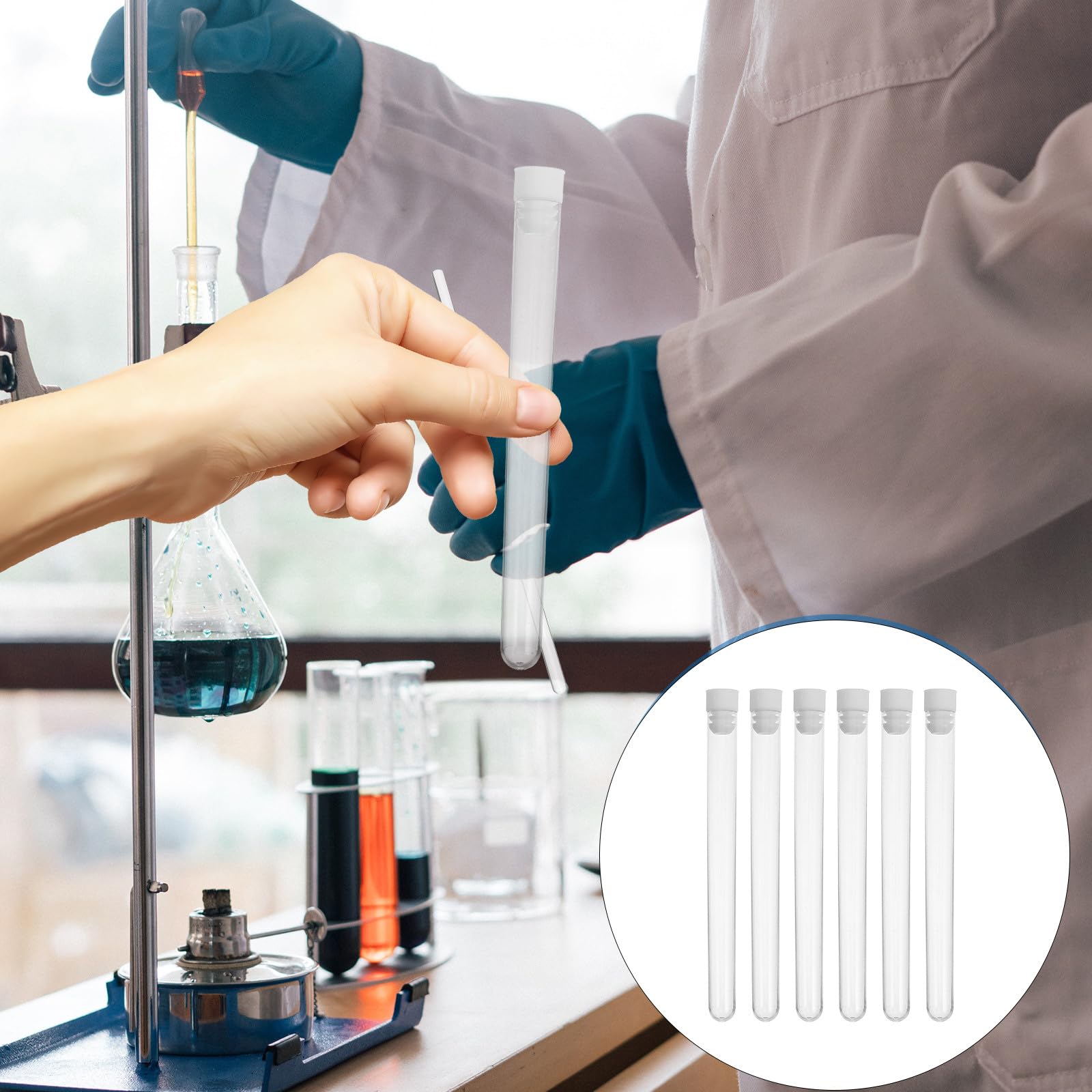 Provette Plastica Trasparenti 100 Pezzi Tappo, Custodia per Aghi da Cucito Leggera e Portatile, per Case e Laboratori