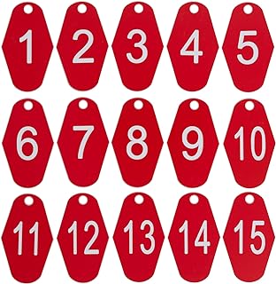 StayMax ABS Plastic Motel Hotel Room Number Tag (1-50, Red)