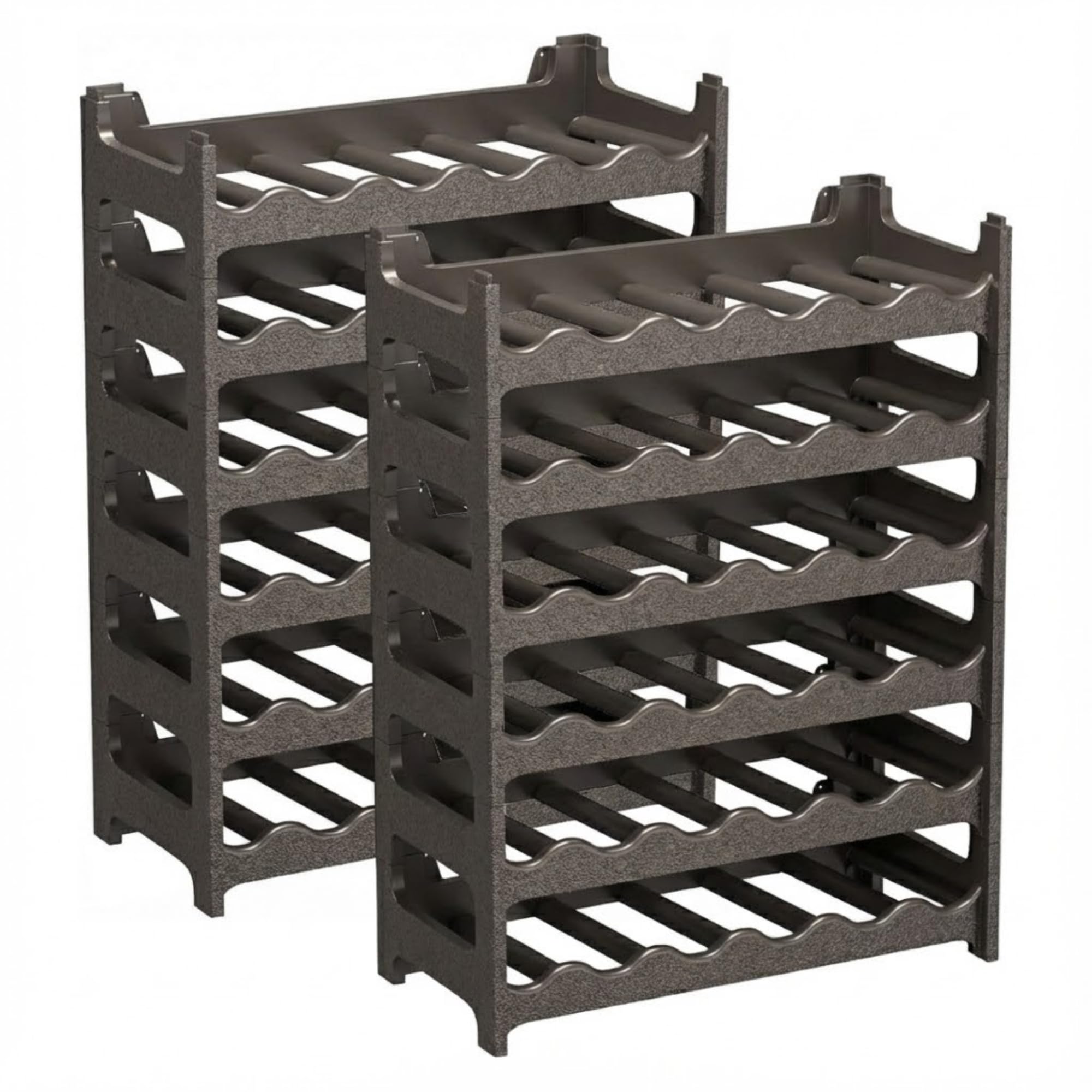 CookandSupply x TheWV Botellero Vino Plástico Modular Apilable, Vinoteca Efecto Piel Martillada, 6 Botellas por Módulo, Estantería Vinos Ahorra Espacio - Marrón Corten, 72 | CookandSupply x TheWV, estante para botellas modular apilable, armario 6 botellas