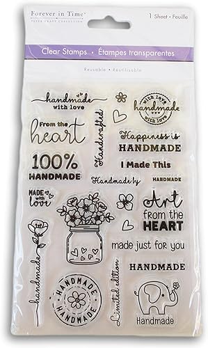 Forever in Time Sellos reutilizables transparentes, hechos a mano con amor, hermosos para hacer tarjetas, decoración de manualidades y álbumes de