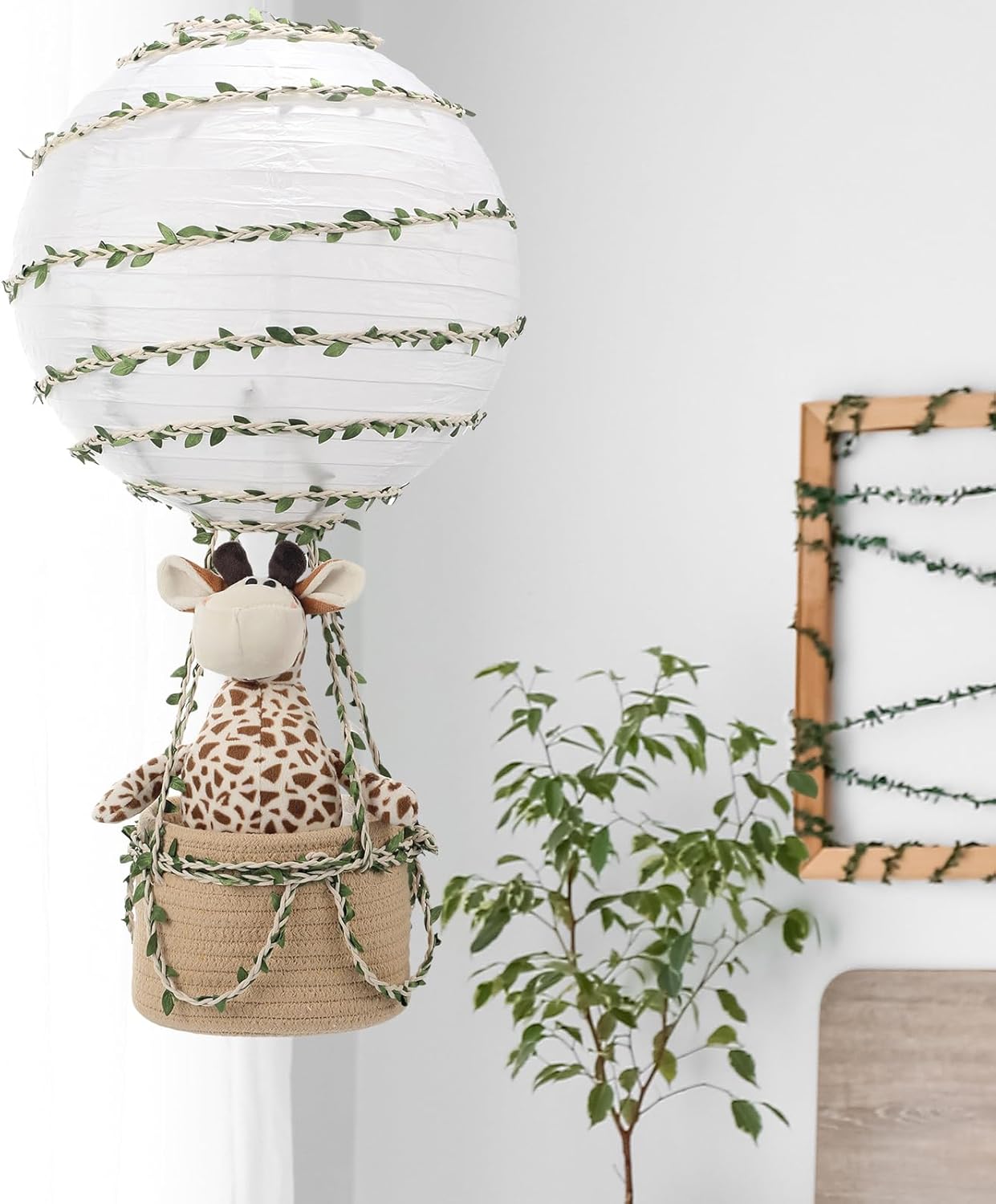 Safari Hot Air Balloon Decor Handmade Jungle Hot Air Balloon Nursery Decor Lampshade Nursery Light Shade Include Giraffe for Hanging Room Birthday Party Baby Shower Decorations Gift