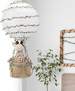 Rossesay Safari Hot Air Balloon Decor Handmade Jungle Hot Air Balloon Nursery Decor Lampshade Nursery Light Shade Include Giraffe for Hanging Room Birthday Party Baby Shower Decorations Gift