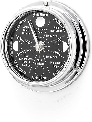 Tabic Prestige Reloj de jardinería con luna cromada, reloj de jardín