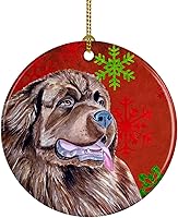 Vista 117 de Caroline's Treasures Dachshund copos de nieve rojos y verdes, adorno de cerámica de Navidad para colgar en el árbol de Navidad, decoración