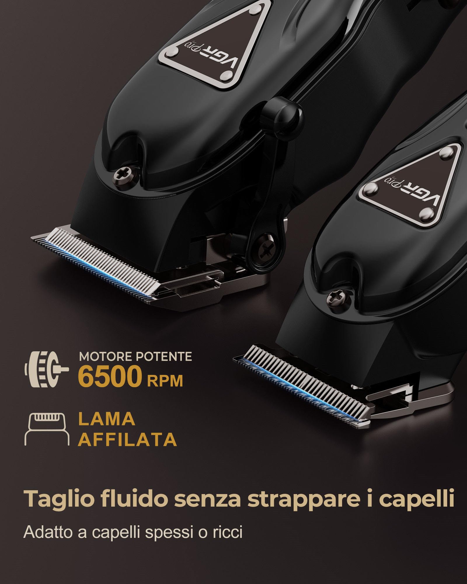 VGRPRO Tagliacapelli Uomo,Kit senza Fili con Tagliacapelli e Trimmer capelli,Batteria a Lunga Durata, Macchinetta per capelli Elettrica per Uso Familiare Barbiere (Nero)