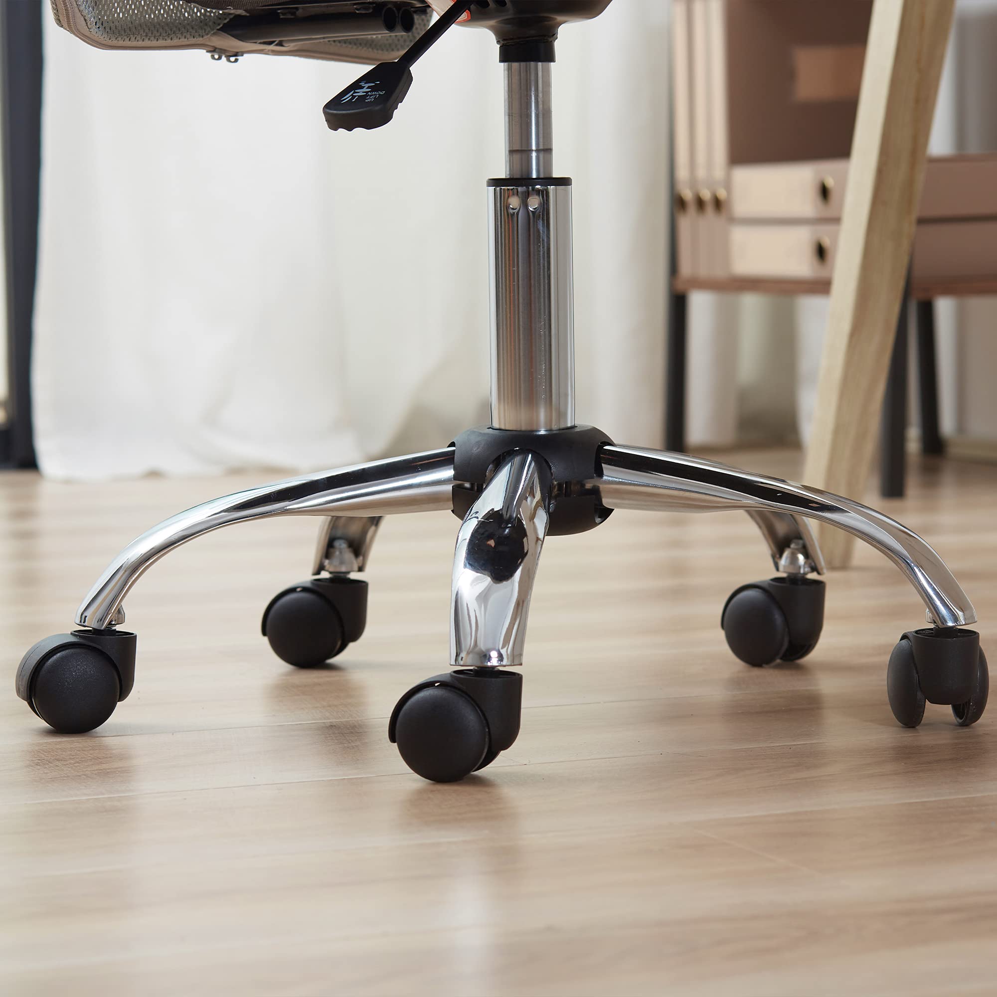 Vinsetto Sedia da Ufficio Ergonomica Senza Braccioli, Sedia per Scrivania in Tessuto Traspirante a Rete, Altezza Regolabile e 5 Ruote, 43x58x90-100 cm, Grigio