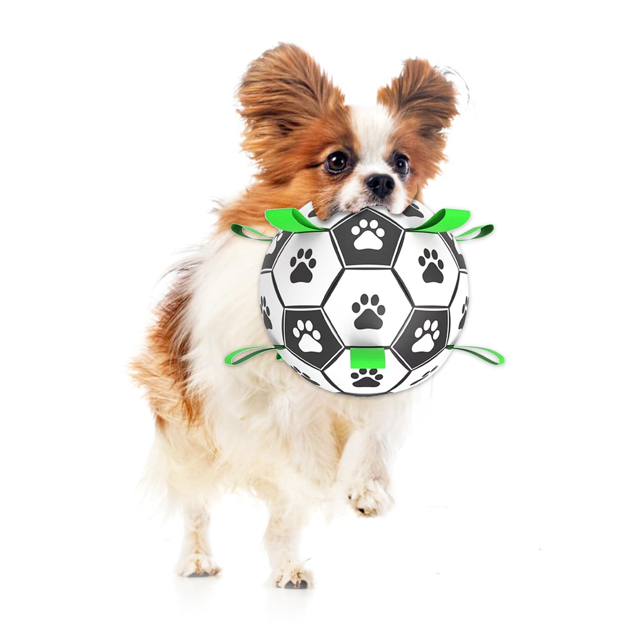SunGrow Dog Soccer Ball Interactive Tug-of-War Toy with Straps Outdoor Indoor Training Mental Game and Physical Exercise for