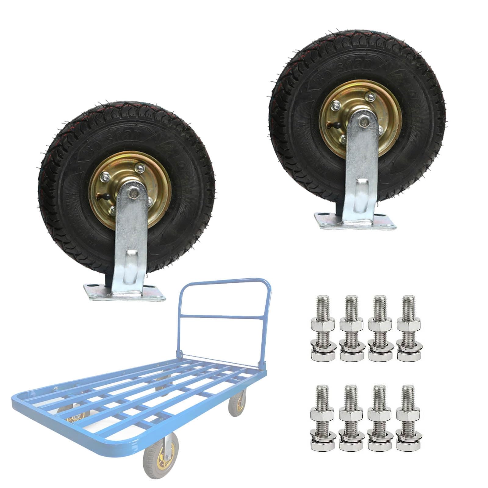 MXXQRHF HeavyDuty Swivel Trolley Casters Industrial Pneumatic Wheels PunctureProof NoiseFree Rubber Replacement Caster with Screws Highly Elastic for Smooth Mobility