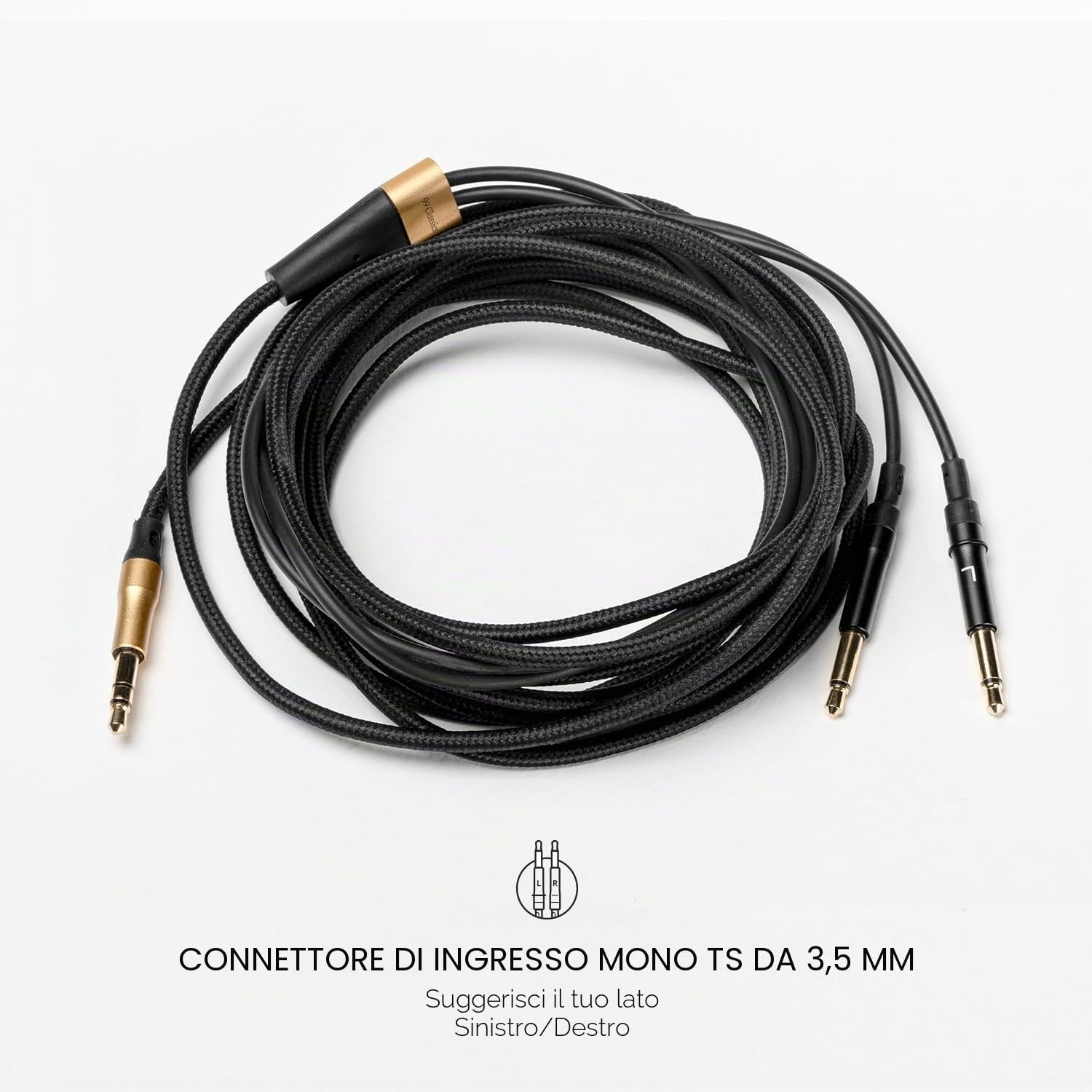 Câble asymétrique Meze audio 99 Classics mono 3,5 mm à 3,5 mm 3 m Noir et Or