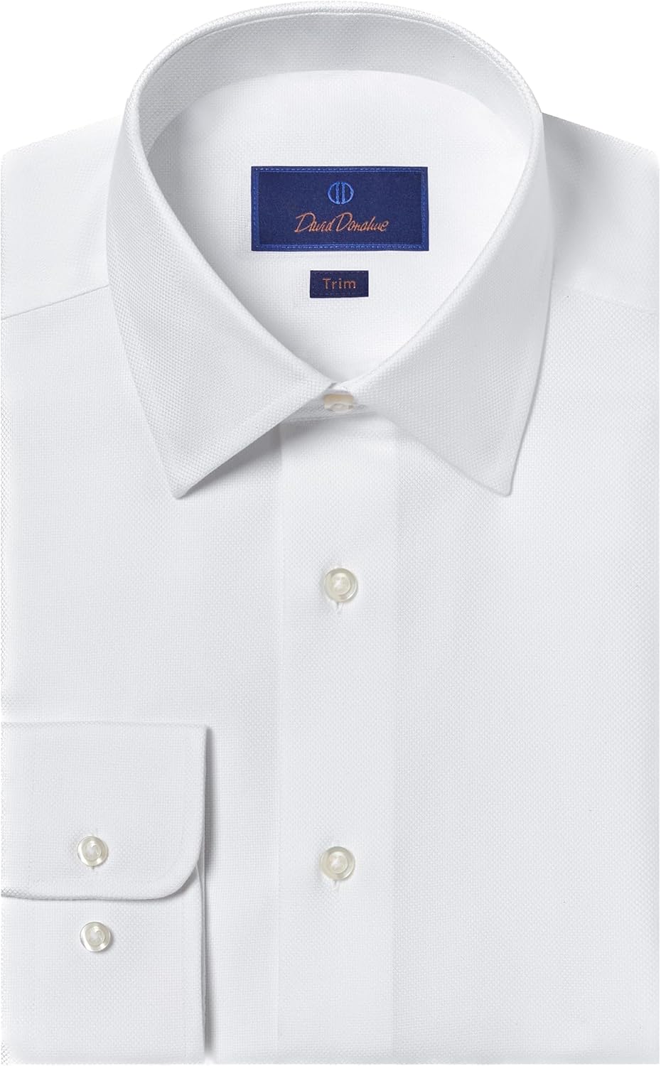 David Donahue Men's Trim Fit Royal Oxford Dress Shirt