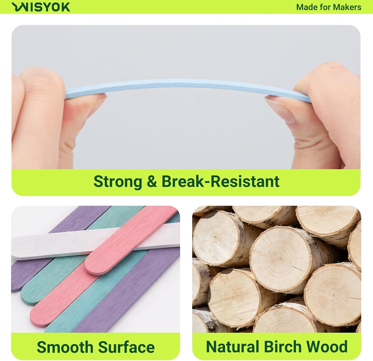WISYOK 100Pcs Macarons Popsicle Sticks for Crafts, 4.5 Inch Colored Craft Sticks for Ice Cream, Lollipop, Art Projects