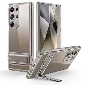 ESR for Samsung Galaxy S24 Ultra Phone Case, 3 Stand Modes Kickstand for S24 Ultra Cover, Military-Grade Drop Protection, Slim Fit, Boost Series Case, Clear Grey