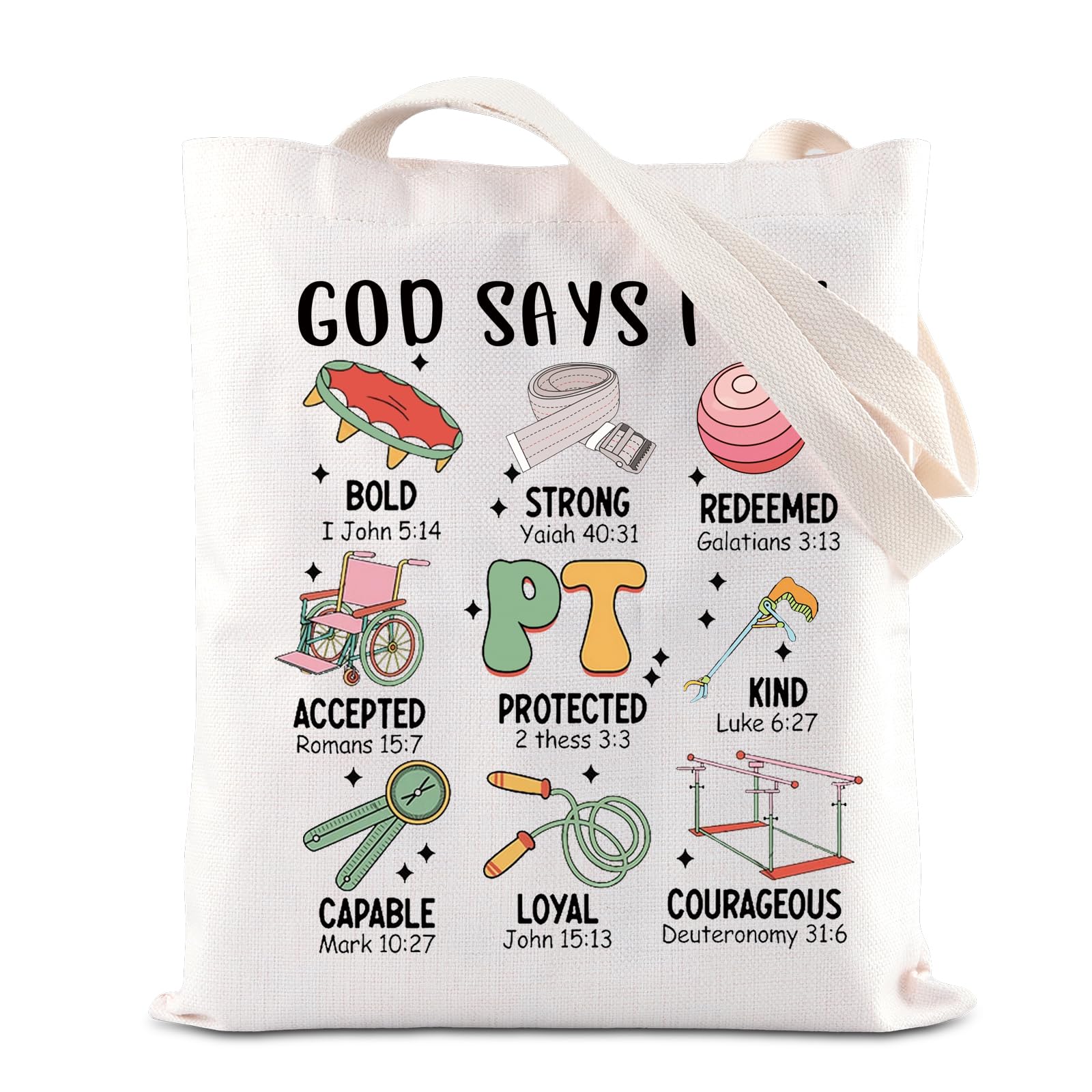 Physical Therapy Gift God Say I Am PT Tote Bag Physical Therapist Handbag PT Appreciation Gift PT Graduation