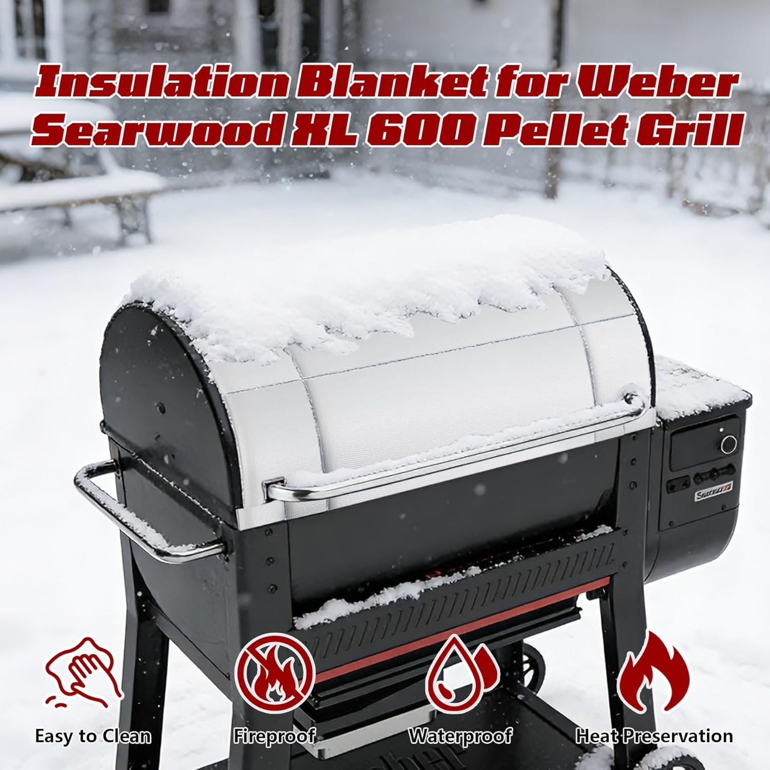 Grill Insulation Blanket for Weber Searwood XL 600 Pellet Grill, Accessories for Weber searwood Pellet Smoke Grill Maintain Better Temperature Control Grill Winter Insulation Blanket