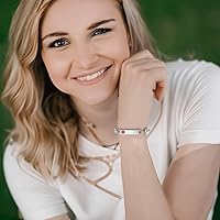 Vista 14 de mnmoom Pulseras de alerta médica para mujer, pulseras de identificación médica de corazón de acero inoxidable con grabado gratuito